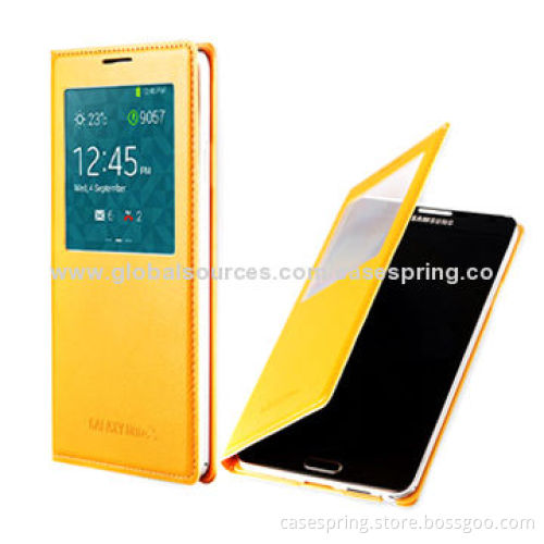 Auto-sleep Wake Function and Viewing Window Leather Cases for Samsung Note3, Popular, Classic Design